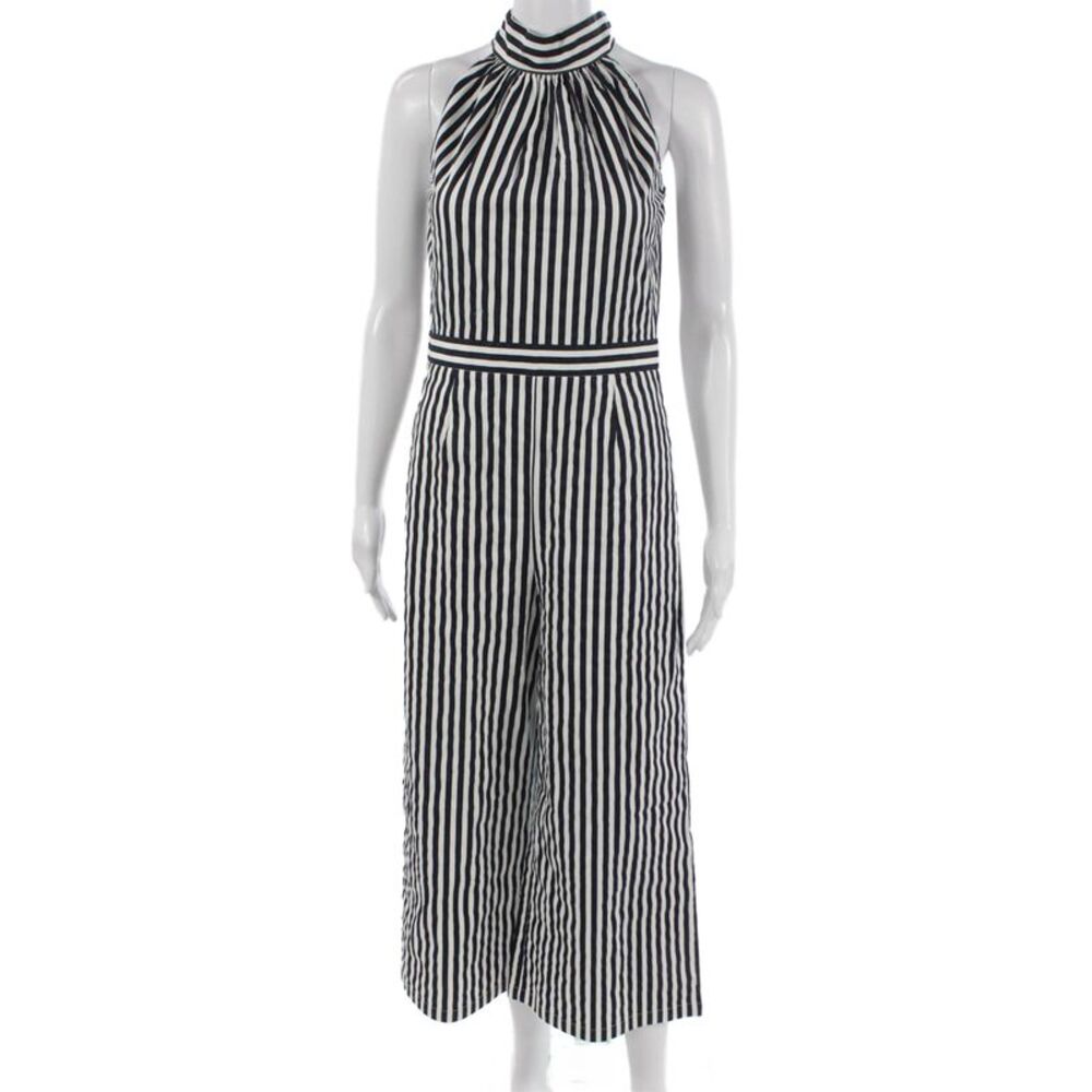 Wyatt Wylde Women Jumpsuit Black Striped Halter Size XS